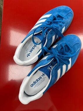 adidas Blue Suede Sneakers with White Three-Stripes